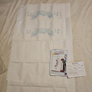 Perle Edge Pillowcases Stamped for Embroidery * Roses*